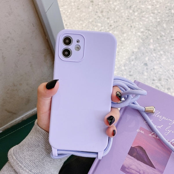 Clear iPhone Cases + Lanyard ( Pink & Purple )