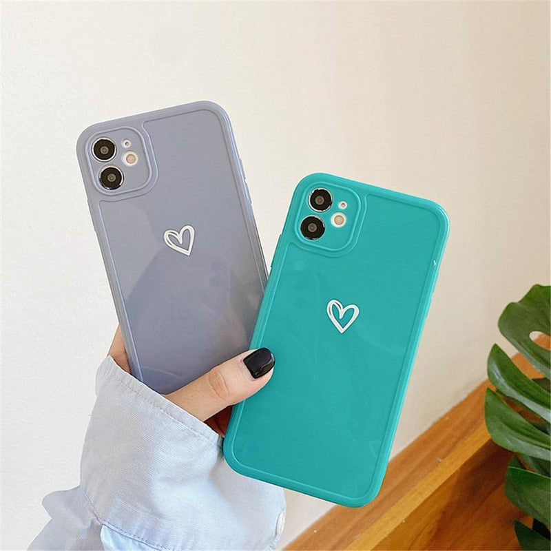 Aqua Glossy Love Heart iPhone Case - VoxxCase