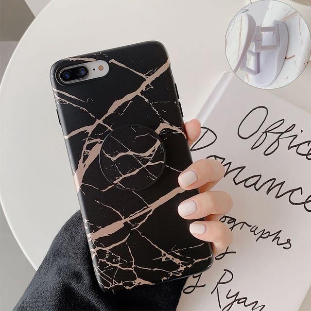 Black Marble + Grip iPhone Case - VoxxCase