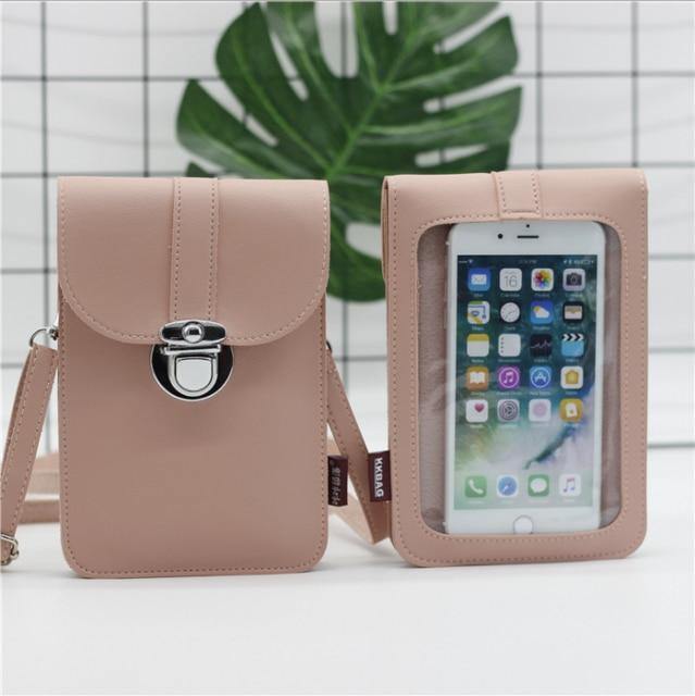 Candy Pink Leather Phone Bag + Wallet Pouch - VoxxCase
