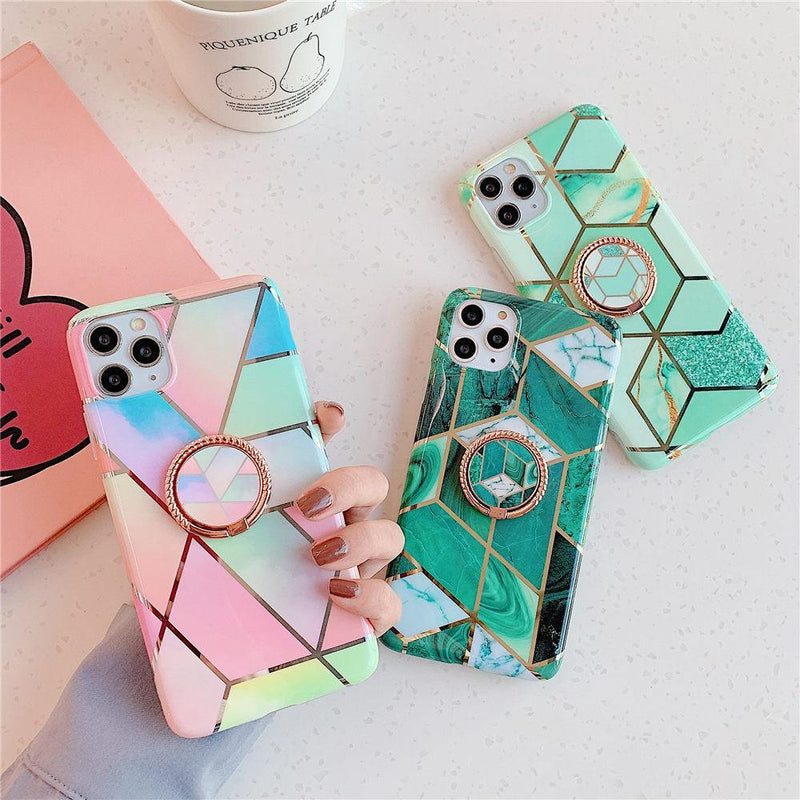 Geometric Marble Plating + Grip Samsung Cases - VoxxCase