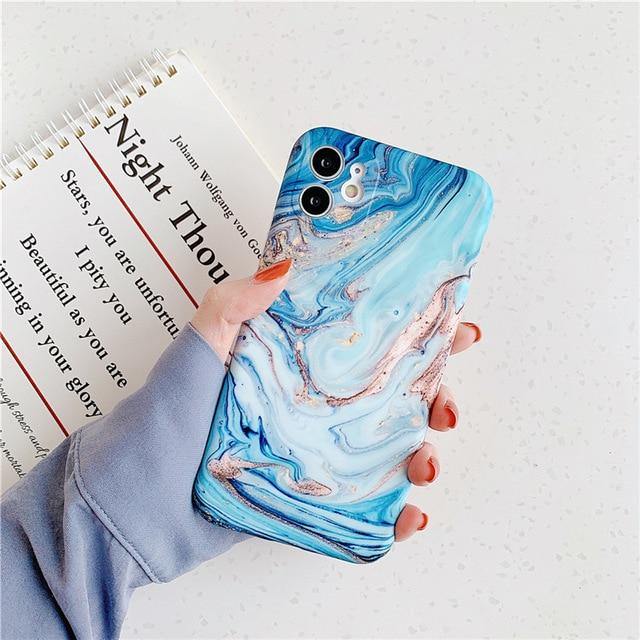 Gradual Blue Reflections Marble iPhone Case - VoxxCase