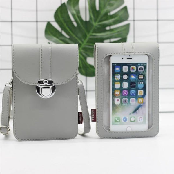 Gray Leather Phone Bag + Wallet Pouch - VoxxCase