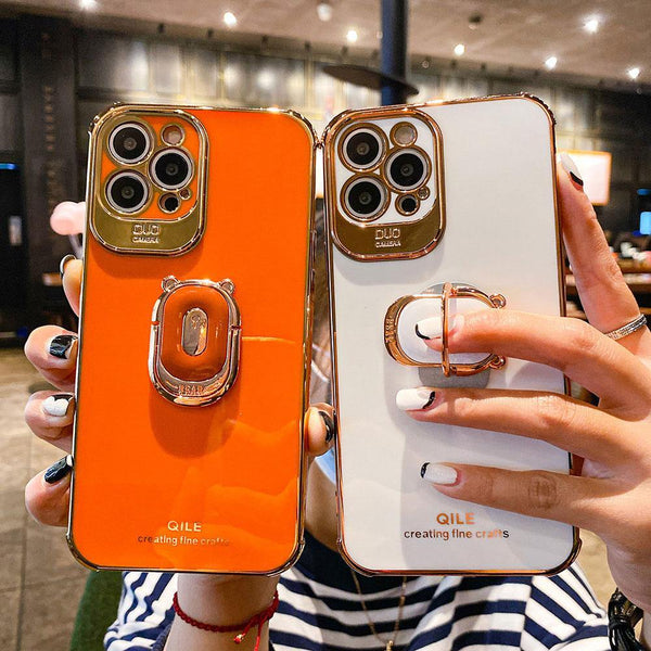 Luxury Anti-Knock iPhone Cases - Orange & White - VoxxCase