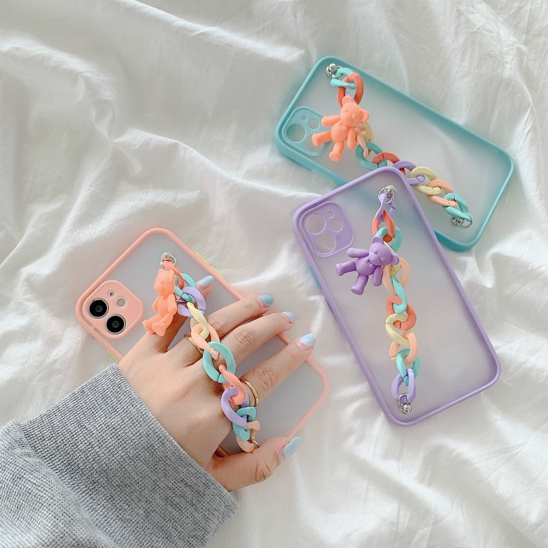 Cute Bear + Wrist Strap iPhone Cases