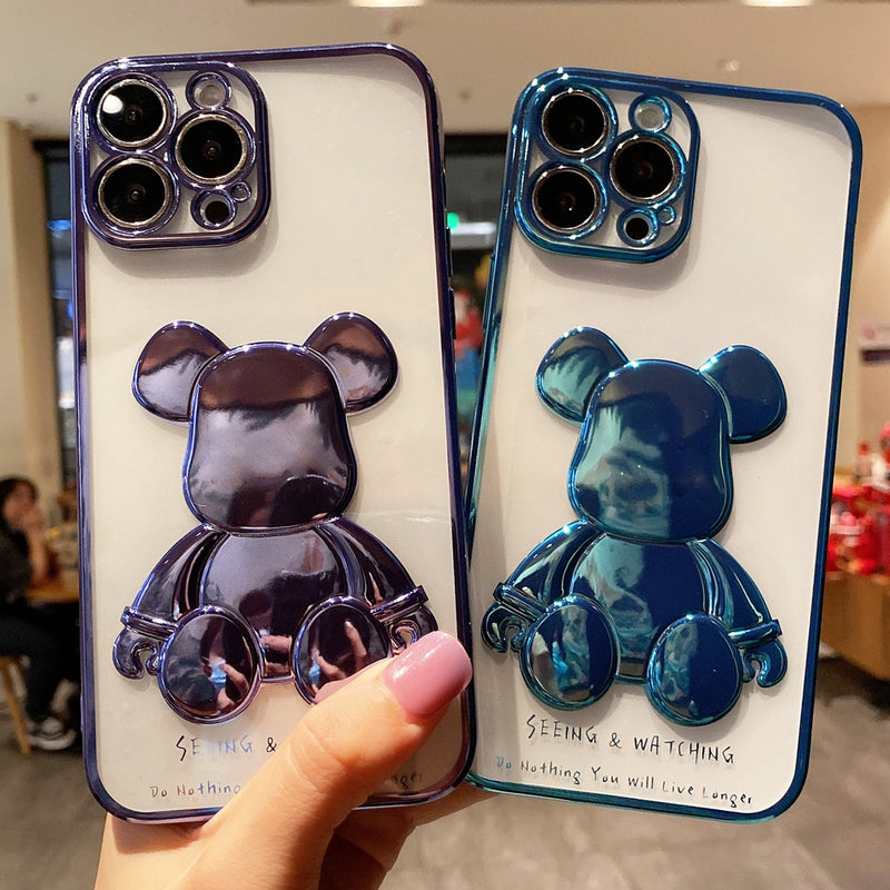 Ultra Protection 3D Bear Plating iPhone Case