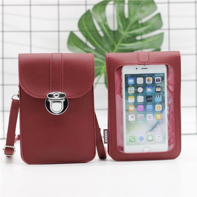 White Leather Phone Bag + Wallet Pouch - VoxxCase