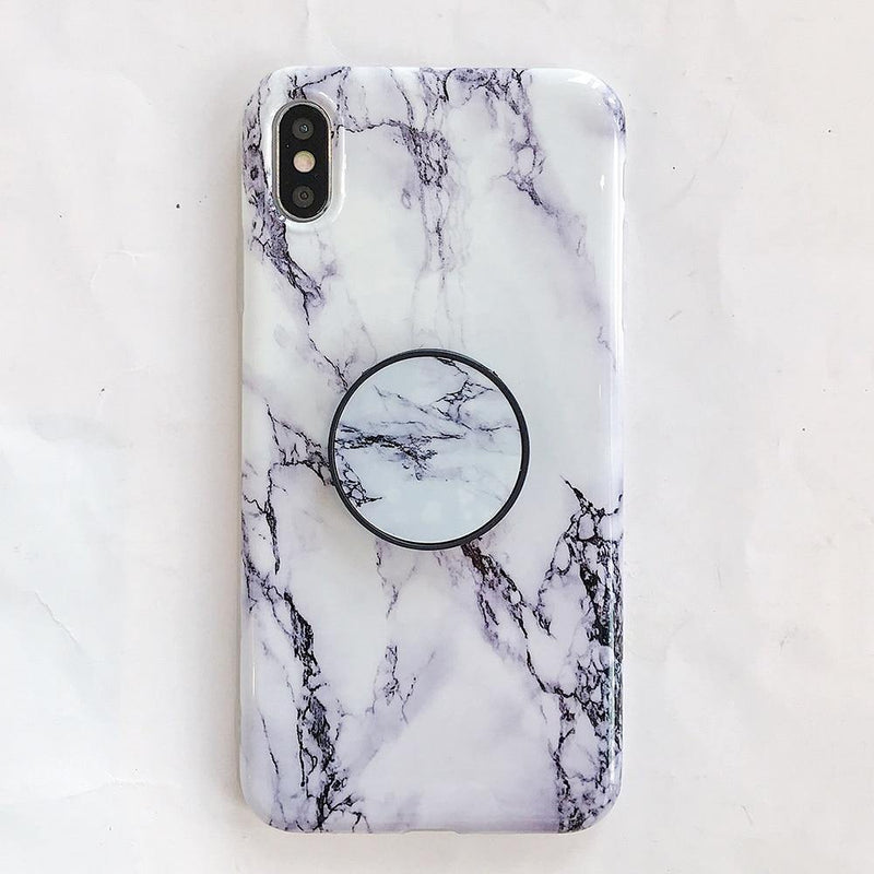 White Marble Crack + Grip iPhone Case - VoxxCase