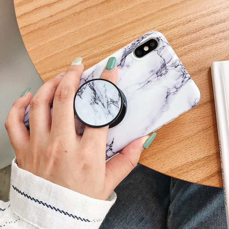 White Marble Crack + Grip iPhone Case - VoxxCase